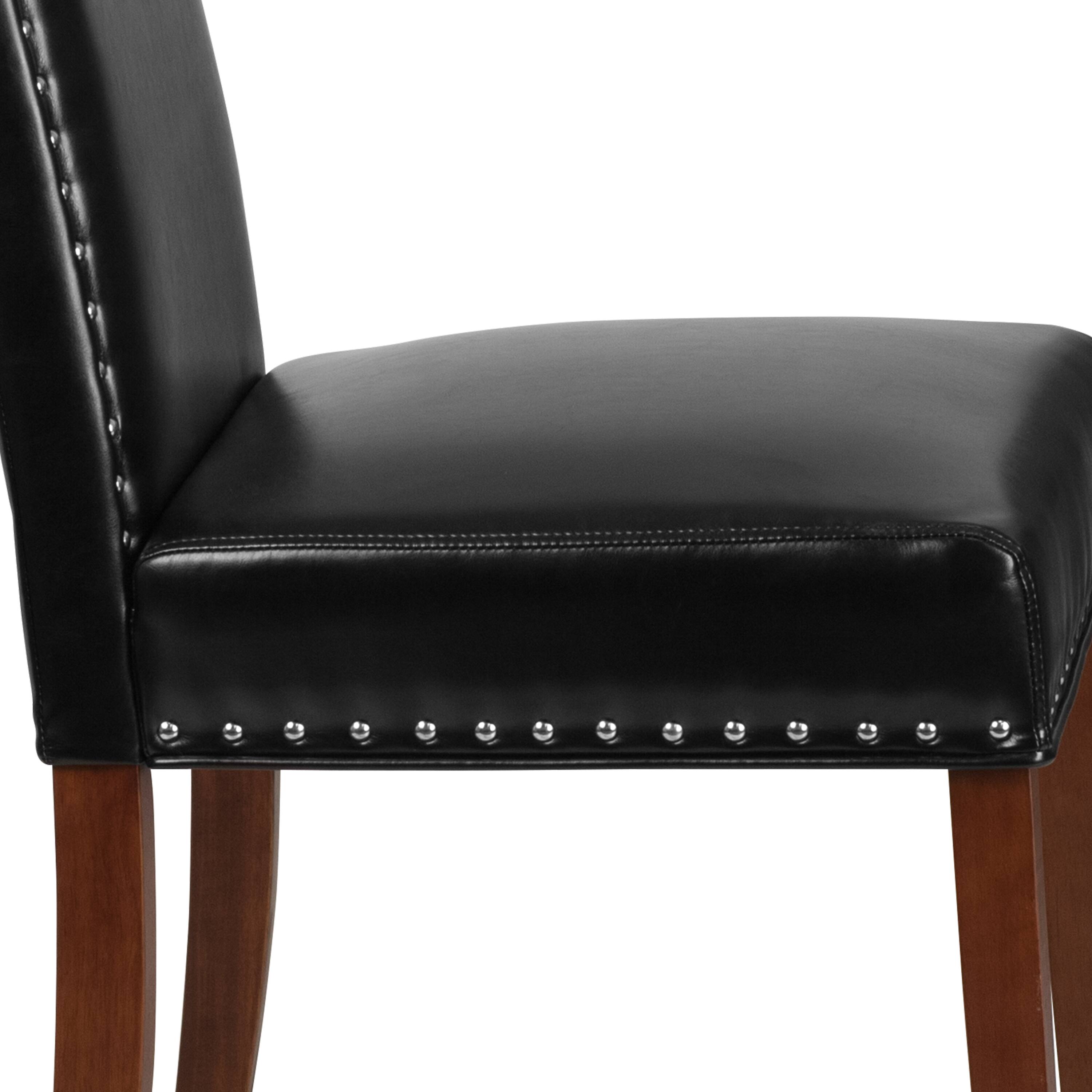 Alt View 7. Emma + Oliver - Parsons Chair with Accent Nail Trim - Black LeatherSoft.