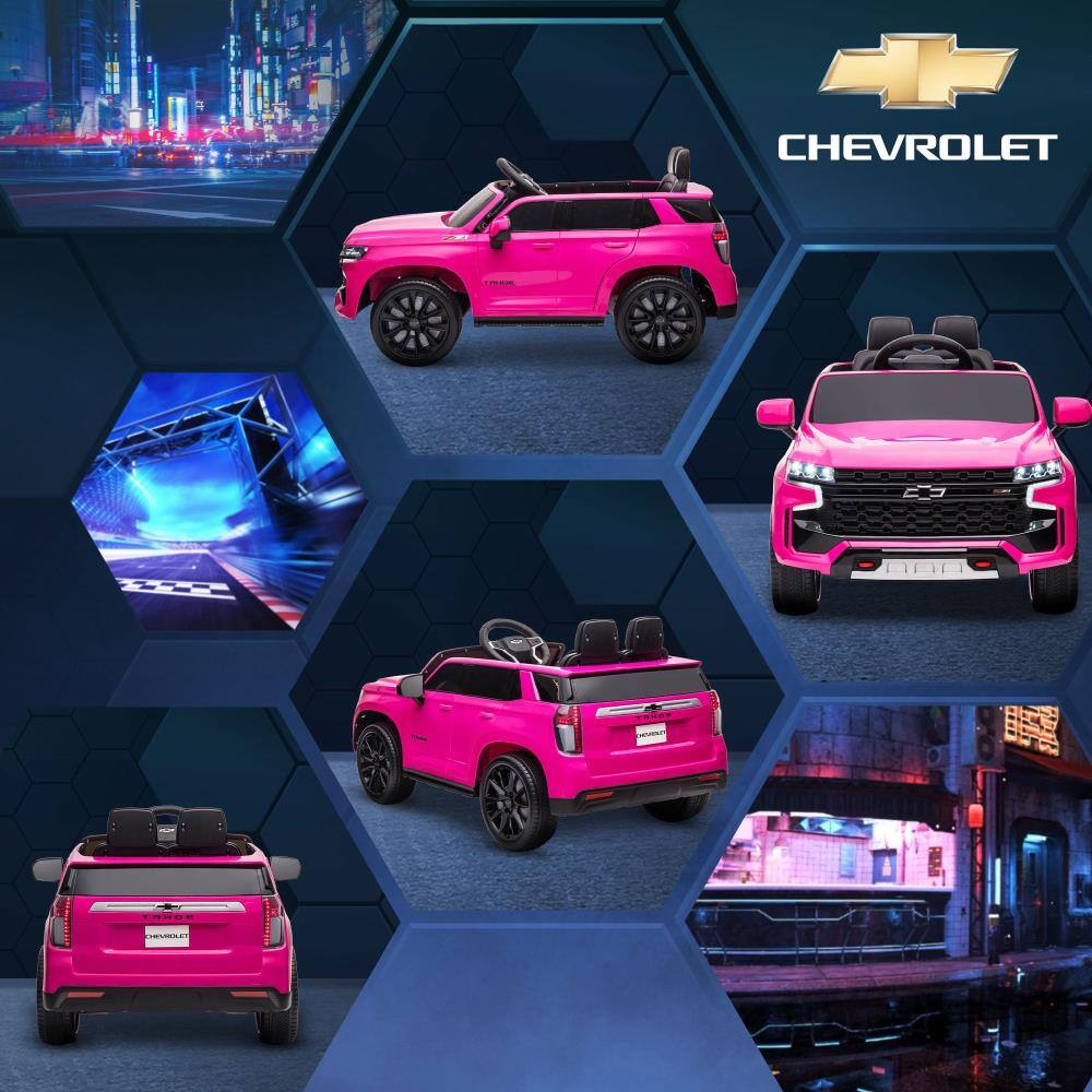 Alt View 3. BreeBe - Aosom Licensed Chevrolet TAHOE 12V Kids ride on Car with Remote, Music, Lights, Horn, Suspension, Ages 3-6 - Pink.