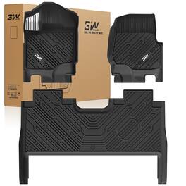 3W - Custom Floor Mats for 2015-2026 Ford F150 and 2022-2025 F150 Lightning SuperCrew Cab,Non-Toxic TPE Floor Liners - Black