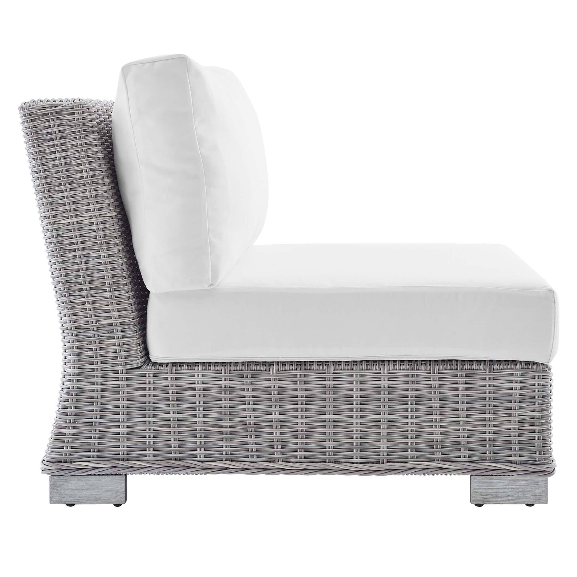 Alt View 2. Modway - Conway Sunbrella® Outdoor Patio Wicker Rattan Armless Chair by Modway - Light Gray White.