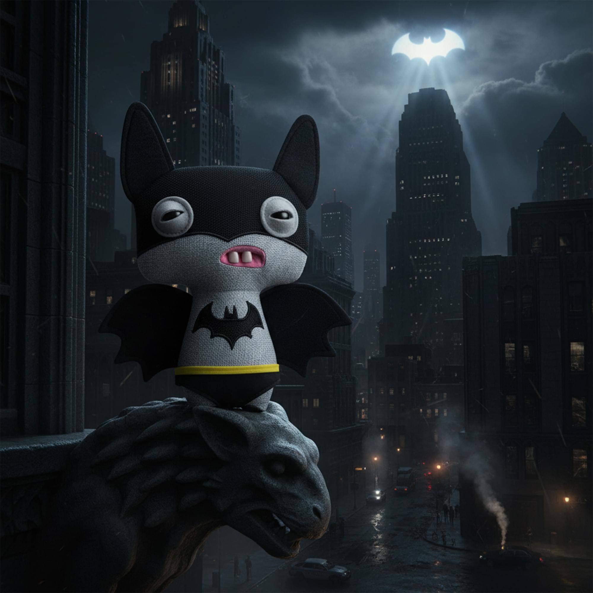 Alt View 2. ZURU - DC x Fuggler 9 Inch Collector Plush | Batman - Multi-Colored.