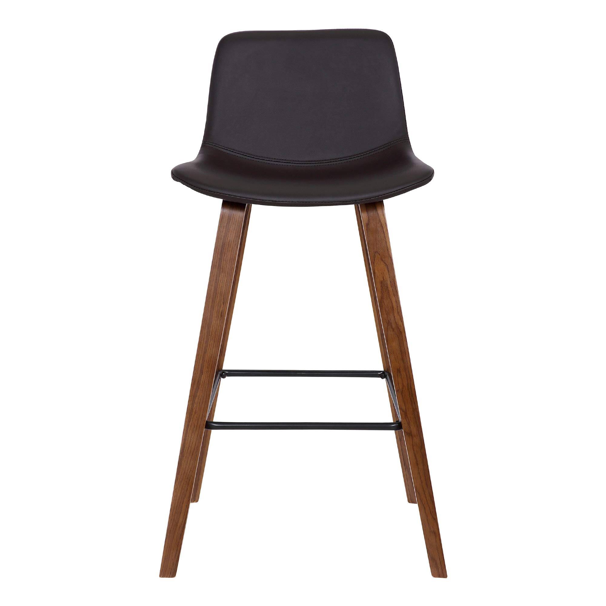 Back. JETRANSPORT - Maddie Modern Contemporary 26" Seat Height Bar Stool For Kitchen Island Counter In Walnut Wood Finish - Default.