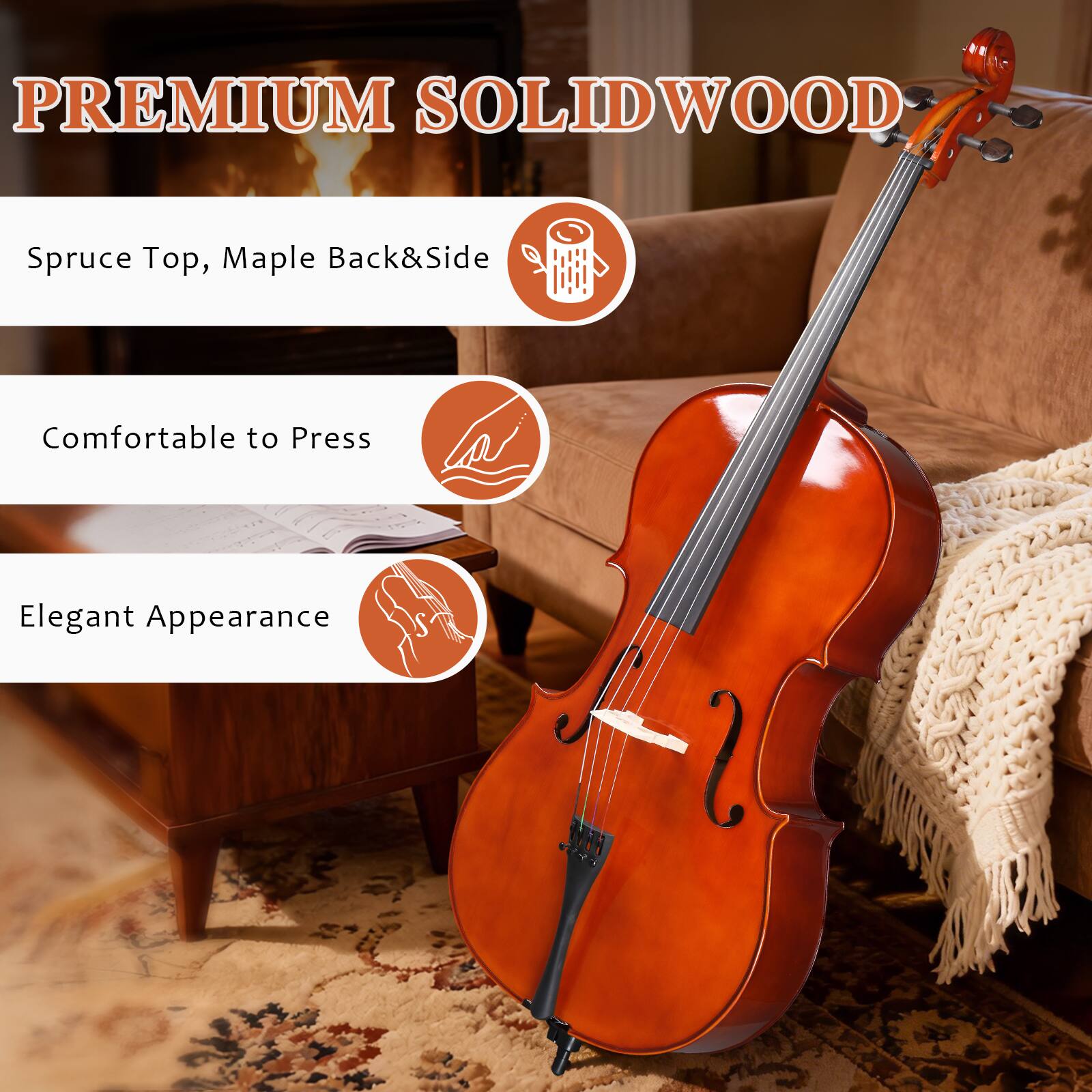 PREMIUM SOLID WOOD

- Spruce Top, Maple Back&Side
- Comfortable to Press
- Elegant Appearance