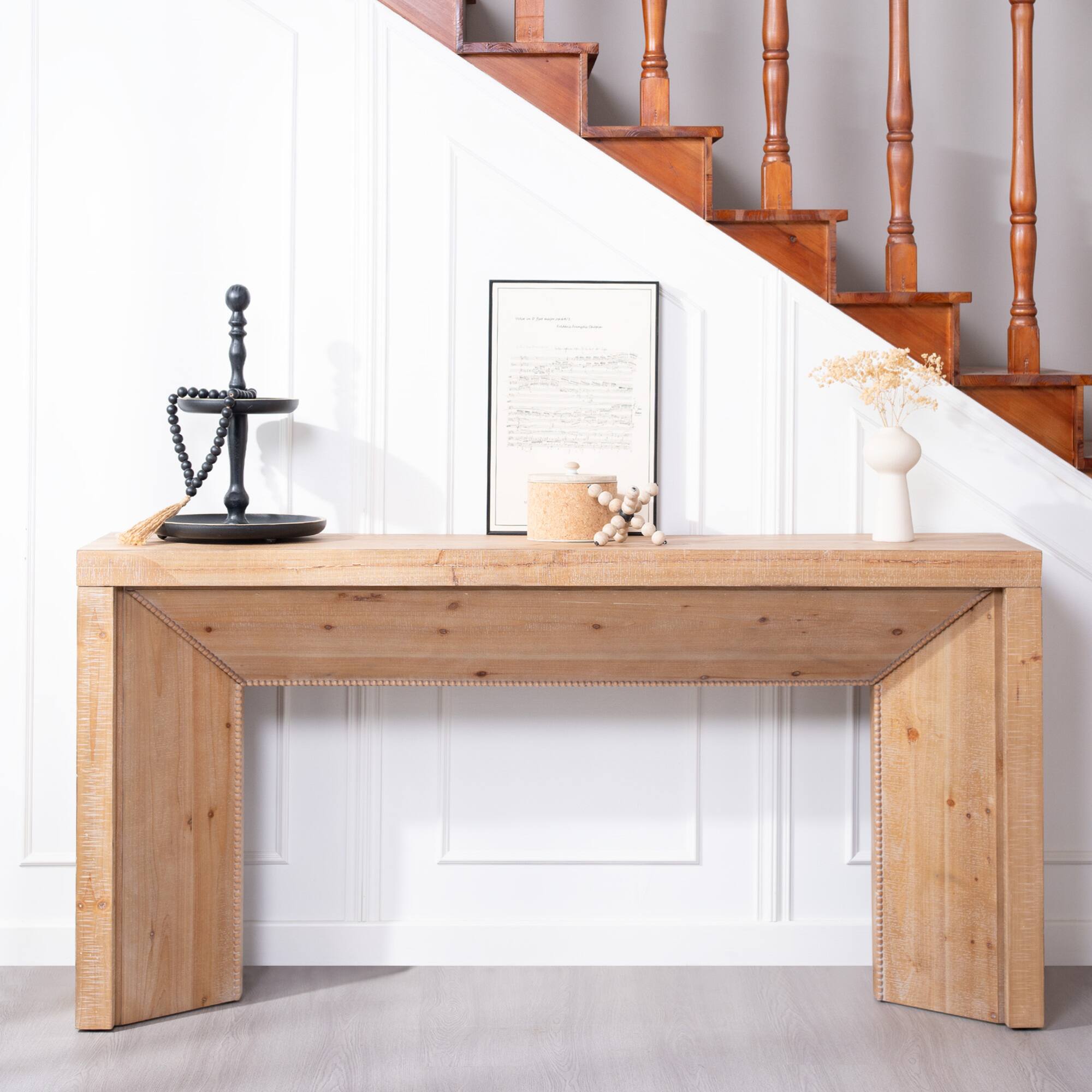 Left. GOODSILO - Modern Rustic Entryway Console Table with Sleek Design and Durable Engineered Wood Construction - Antique Natural.