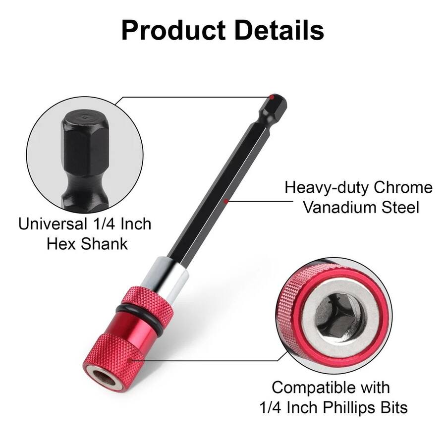 Home Collection Drill Bit Extension Set Magnetic 1 4 Inch Hex, 4 Piece ...