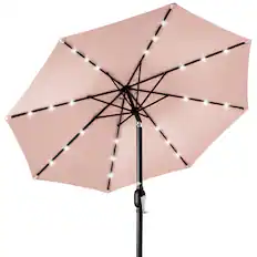 Front. Best Choice Products - Best Choice Products 10ft Solar LED Lighted Patio Umbrella w/ Tilt Adjustment, UV-Resistant Fabric - Rose Quartz - Rose Quartz.