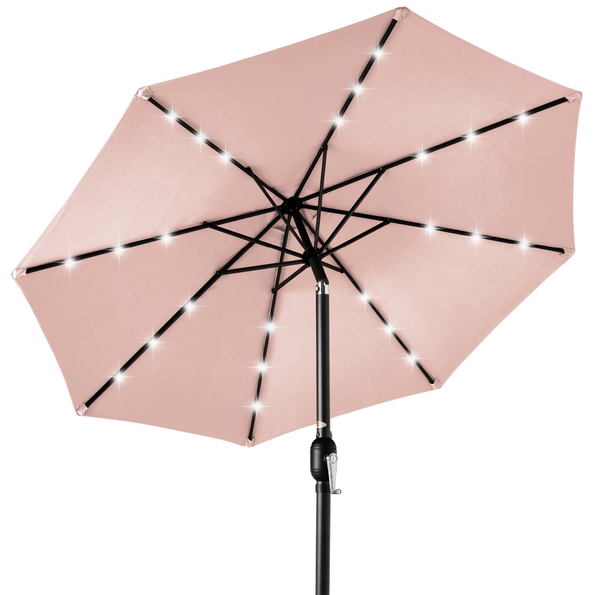 Front. Best Choice Products - Best Choice Products 10ft Solar LED Lighted Patio Umbrella w/ Tilt Adjustment, UV-Resistant Fabric - Rose Quartz - Rose Quartz.