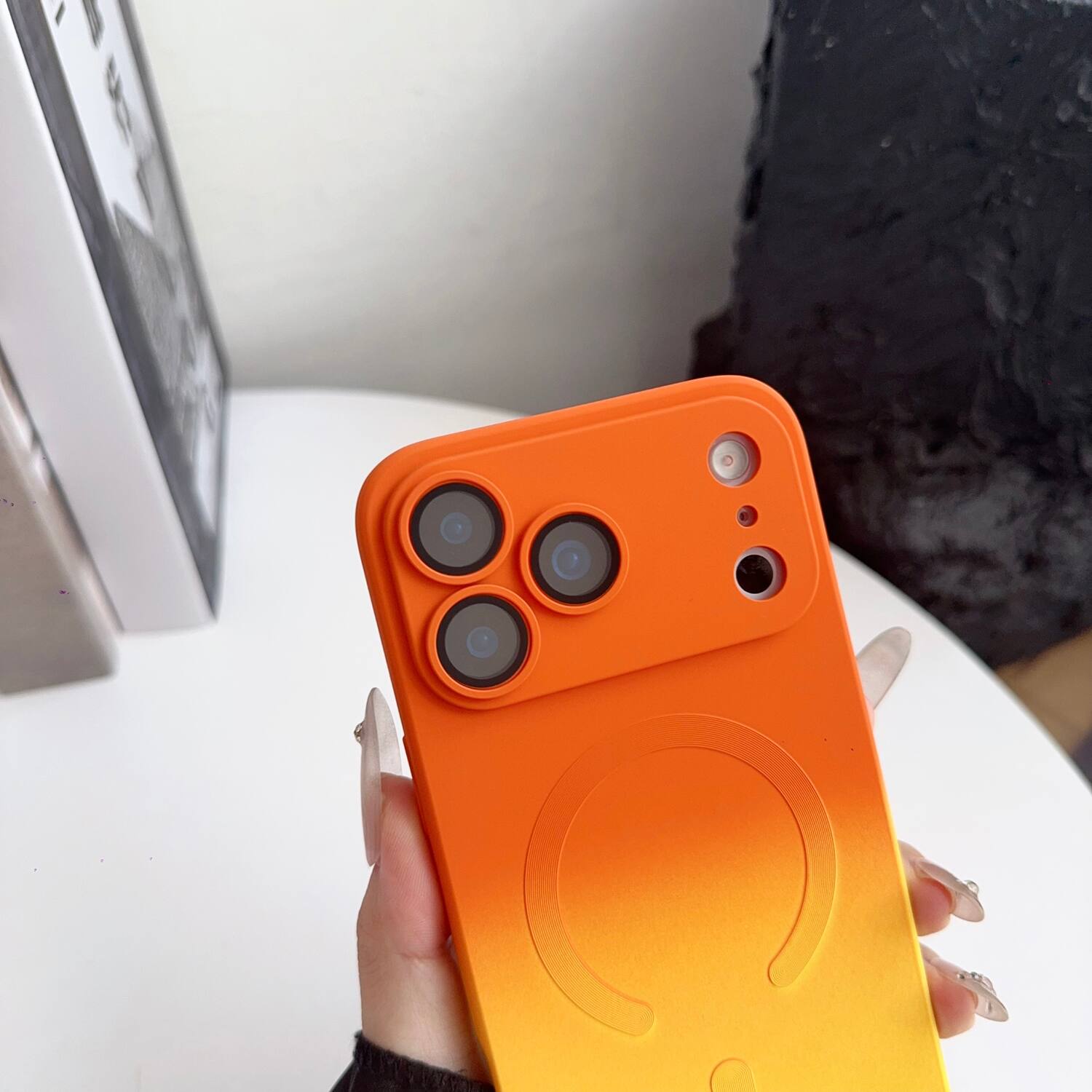 Back. Dteck - Gradient Magnetic Case for Apple iPhone 17 Pro Max,Compatible with Mag Safe,Soft Silicone Shockproof Cover w/ Lens Film - B.