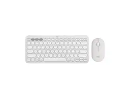 Logitech - Pebble 2 Combo - Quiet Keyboard & Mouse, Customisable, Logi Bolt, Bluetooth, Multi-OS - Tonal White