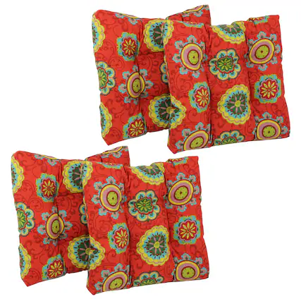 Front. Blazing Needles - 19-inch Squared Spun Polyester Tufted Dining Chair Cushion (Set of Four) - Farrington Terrace.