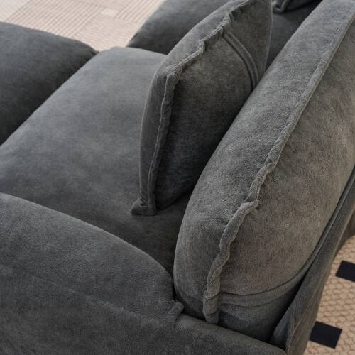 Alt View 1. Anysun - Oversized L-Shape Chenille Sectional - 3-Seat Deep-Seat Cloud Couch with Ottoman, DIY Modular for Living Room - Gray.