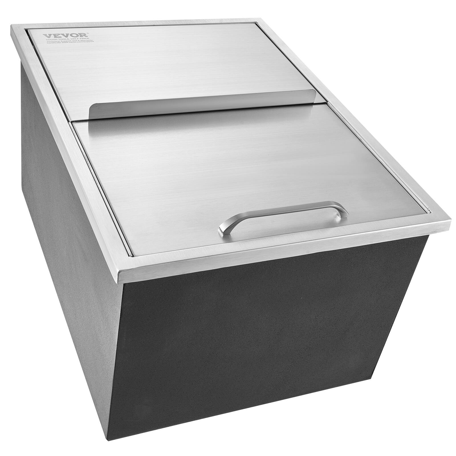 Alt View 5. VEVOR - Drop in Ice Chest, 24"L x 18"W x 13"H Stainless Steel Ice Cooler, Commercial Ice Bin with Sliding Cover, 40.9 qt Outdoor - Silver.