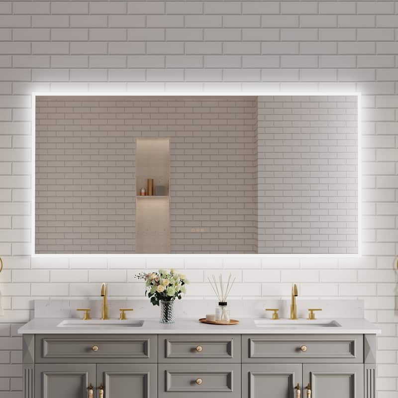 WELLFOR - 72 inx36 in Frameless Bathroom Mirror with LED Lights & Anti-Fog, Wall-Mounted Bathroom Vanity Mirrors with Dimmable - Chrome price history on PriceWatchPro