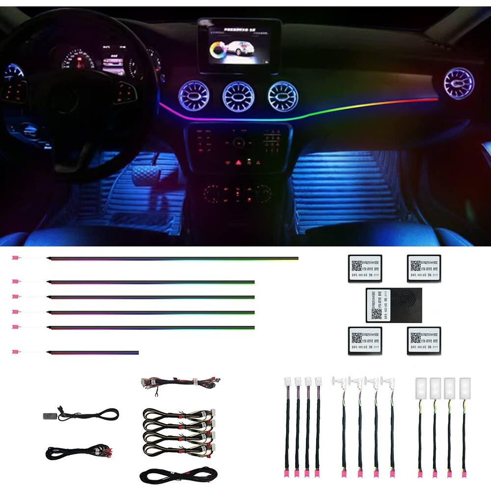 PARKER SLATER - Car Interior Ambient Lights, 18-in-1 RGB Fiber Optic Strips with APP Control & Music Sync - Multiple Colors