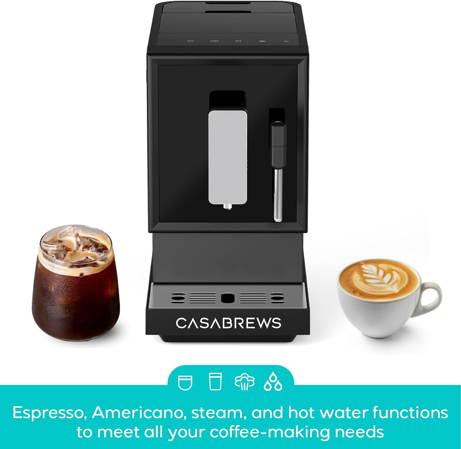 CASABREWS Espresso, Americano, steam, and hot water functions to meet all your coffee-making needs