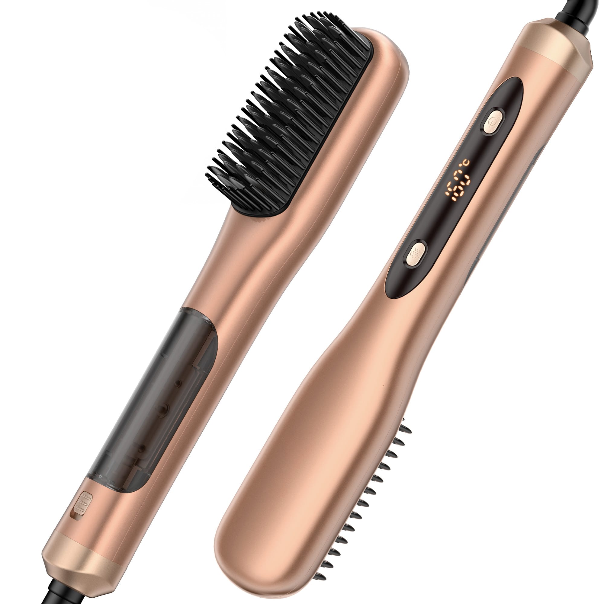 Front. Teendow - Steam Hair Straightening Brush – Fast Styling, 5 Temp Settings, Gentle Hair Protection - Orange.