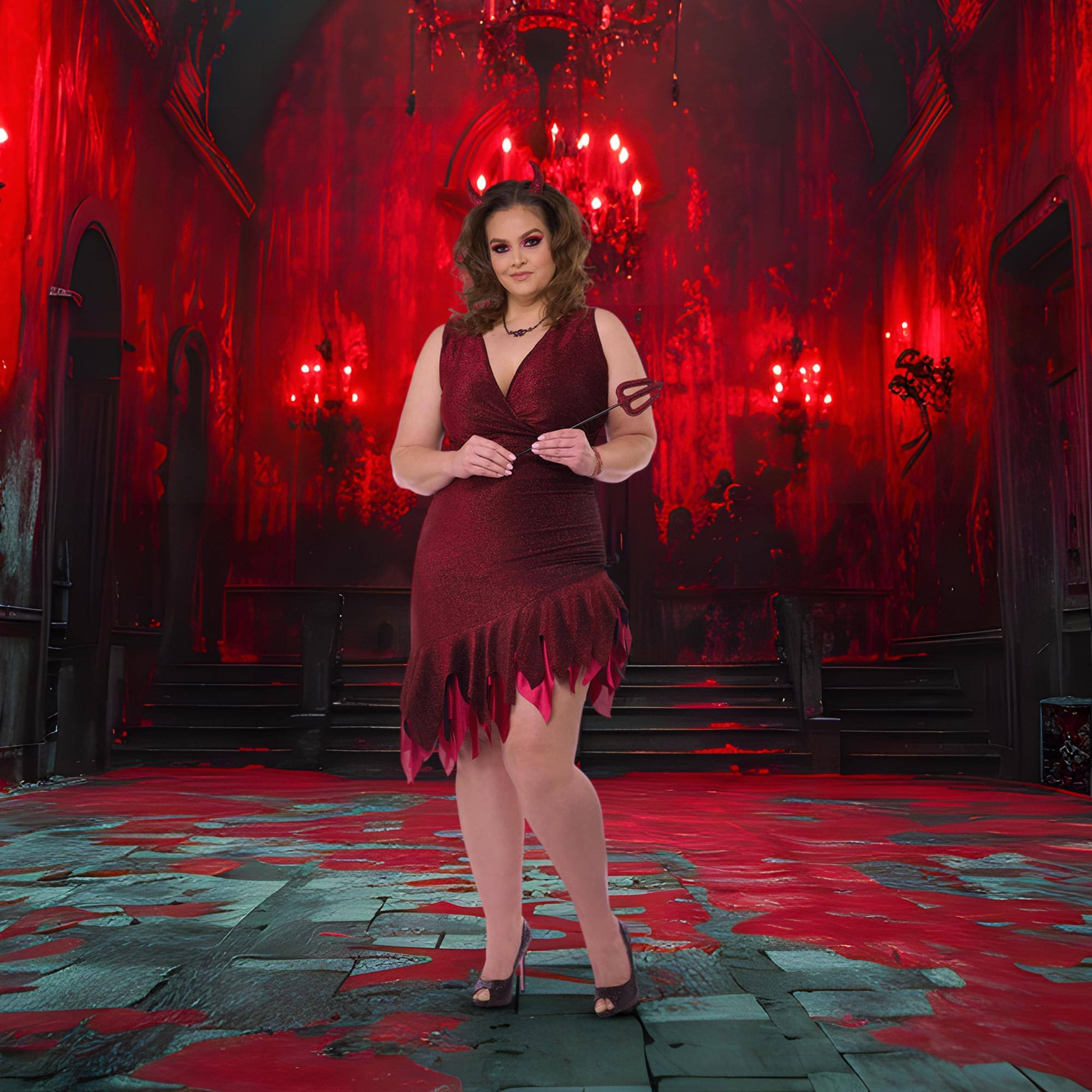 Alt View 2. California Costumes - Red-Hot & Sizzling Women's Plus Size Adult Costume | 2XL - Multi-Colored.