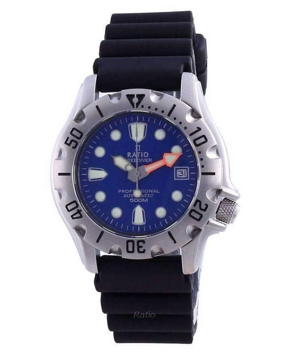 RATIO - FreeDiver Professional 500M Sapphire Automatic 32BJ202A-BLU Men's Watch - Blue
