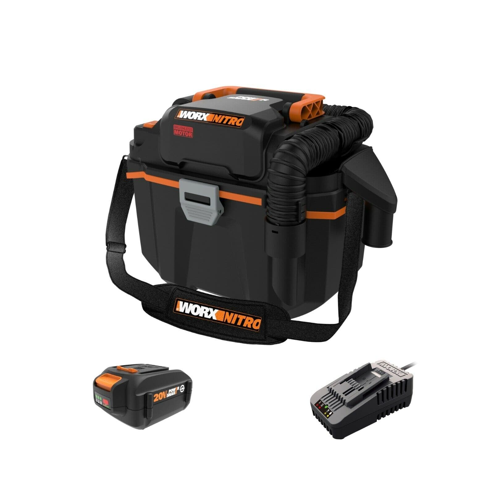 WORX - Nitro 20V 2.1 Gal Cordless Wet/Dry Vacuum (1 x 4.0 Ah Battery and 1 x Charger Included) - Black - Front_Zoom