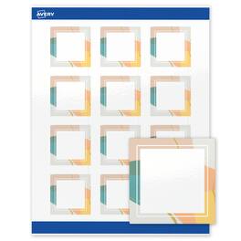 Avery - Labels, 2" x 2", Glossy Color Block/Gold Veins - White