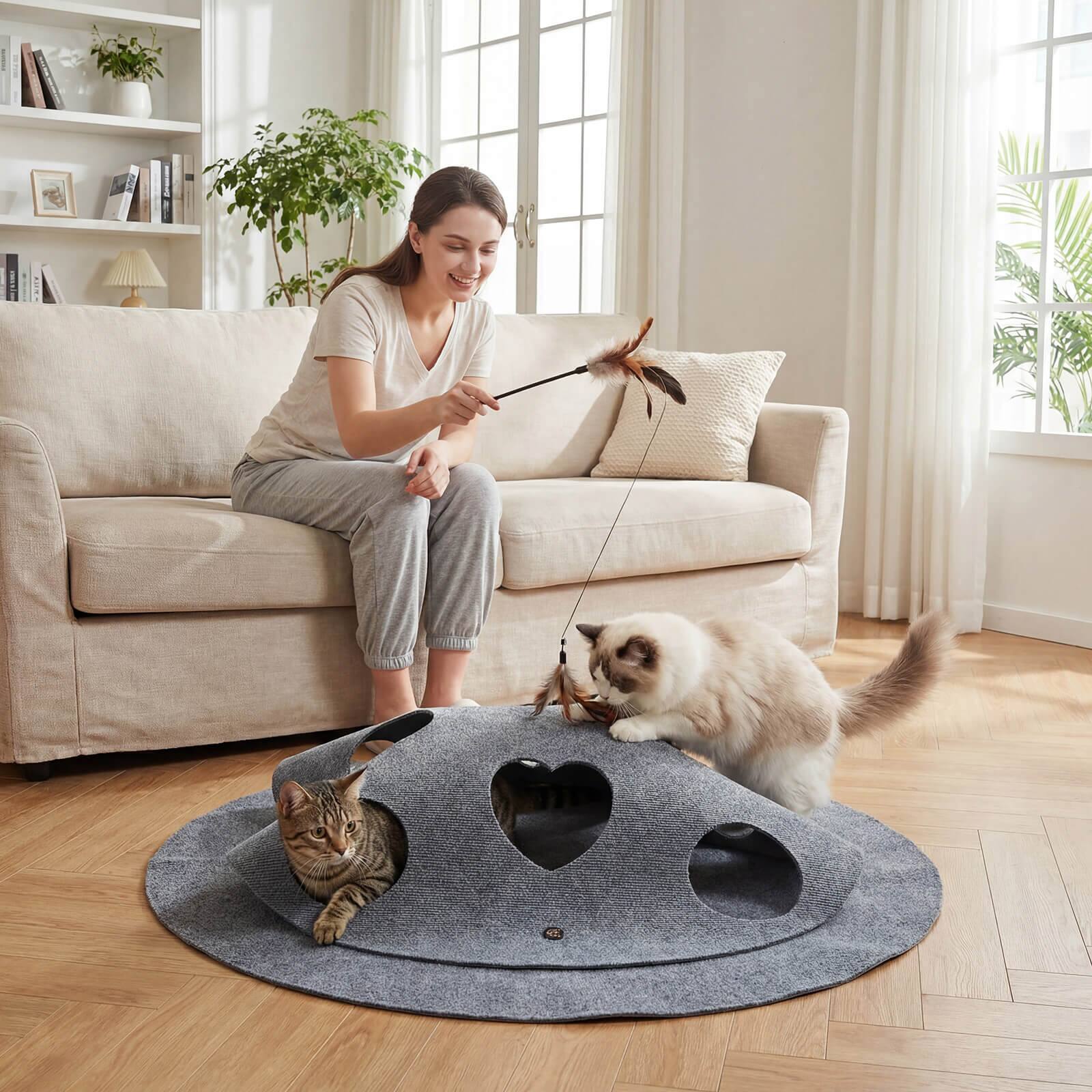 Alt View 1. Costway - Costway 40" Interactive Foldable Cat Tunnel with 8 Funny Cat Holes Pet Accessory for Indoor - Gray.
