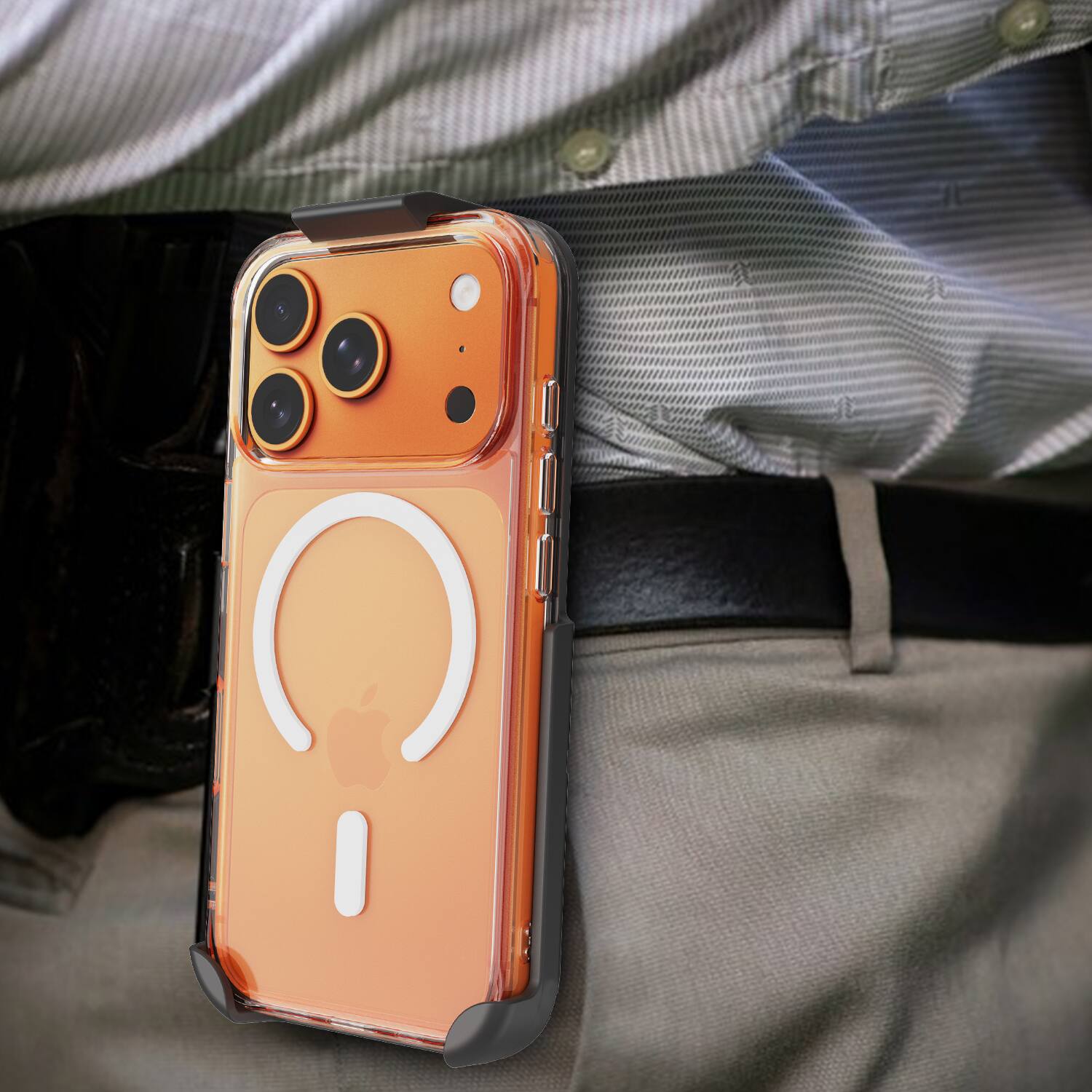 Alt View 6. Nakedcellphone - Combo for iPhone 17 Pro - Case and Holster Belt Clip (Compatible with MagSafe) - Clear.