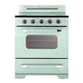 Unique Appliances - 30 in. Wide 5 Elements Classic Retro 3.9 Cu. Ft. Freestanding Electic Convection Range with Glass Top and Storage Drawer - Summer Mint Green