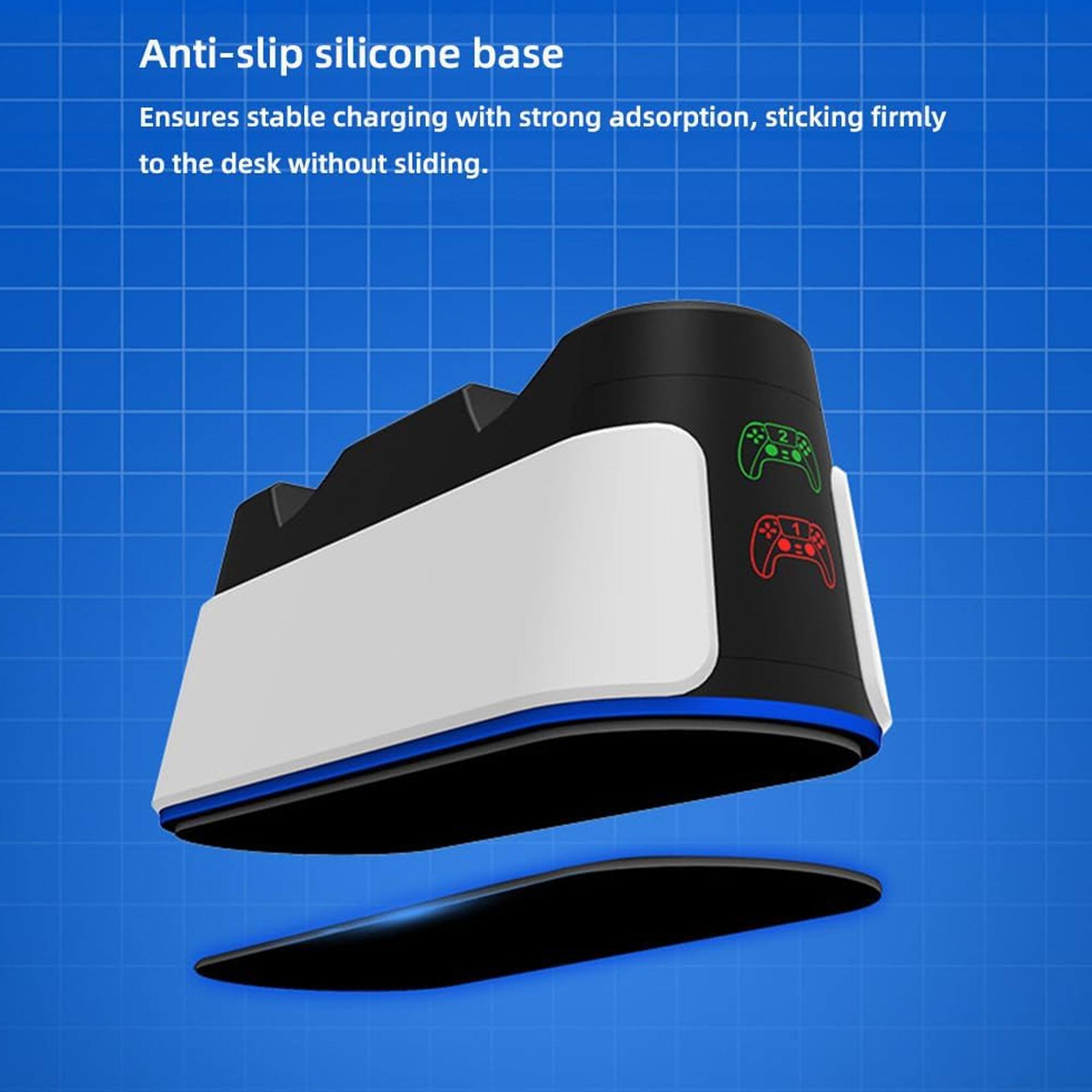 Anti-slip silicone base  
Ensures stable charging with strong adsorption, sticking firmly to the desk without sliding.