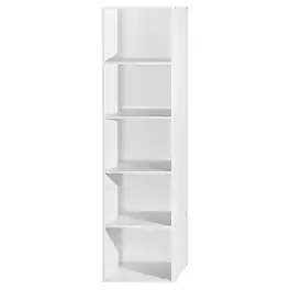 Hodedah - 12 x 16 x 60 Inch 5 Shelf Bookcase and Office Organizer, Finish - White