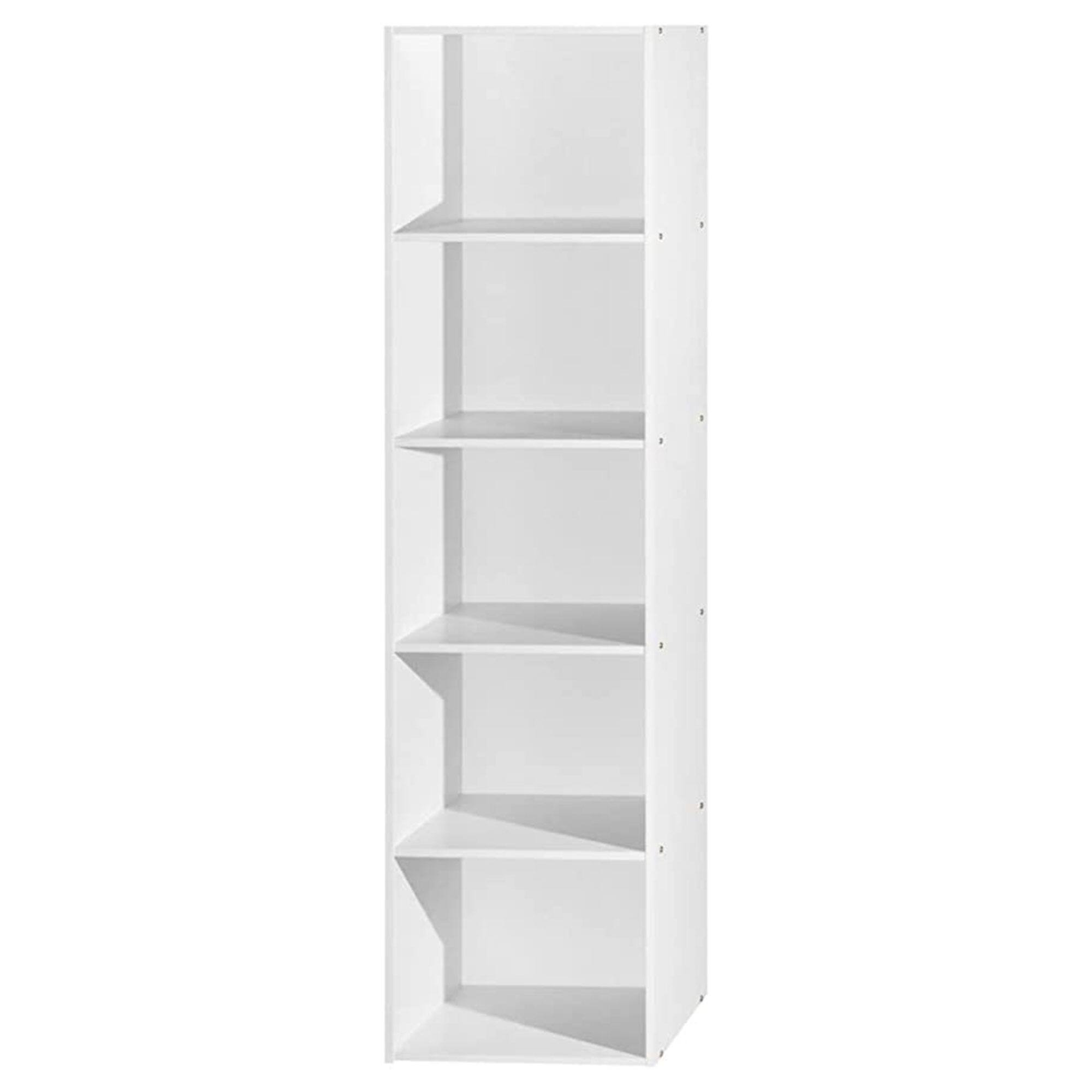 Front. Hodedah - Hodedah 12 x 16 x 60 Inch 5 Shelf Bookcase and Office Organizer, White Finish - White.