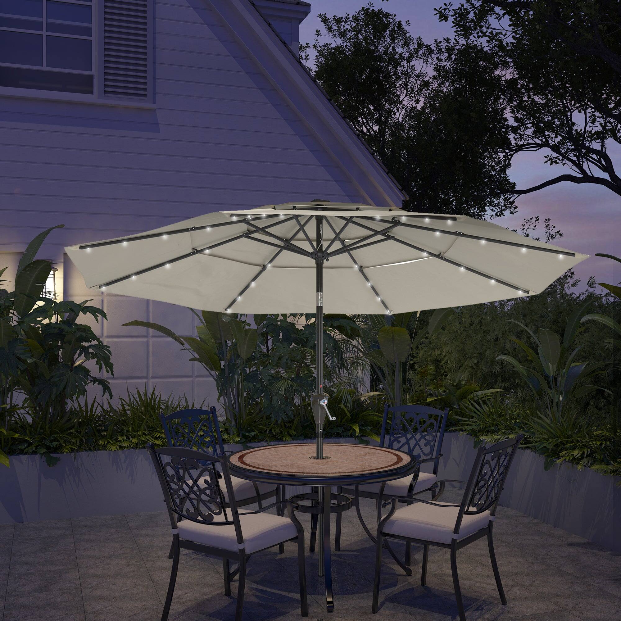 Alt View 3. Boyel Living - Aluminum Patio Market Umbrella Double or Triple Vent with Tilt - Beige.