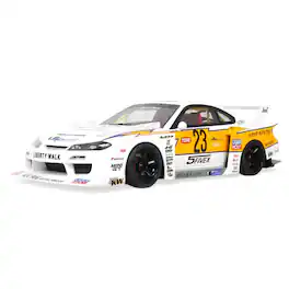 2021 Nissan Silvia (S15) LB-Super Silhouette RHD (Right Hand Drive) #23 White w/ Yellow Stripes 1/18 Model by GT Spirit