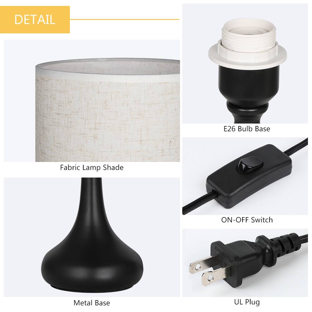 DETAIL

- E26 Bulb Base
- Fabric Lamp Shade
- ON-OFF Switch
- Metal Base
- UL Plug