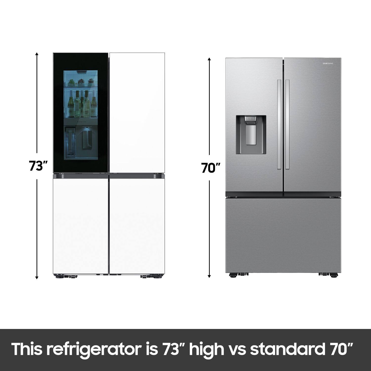 This refrigerator is 73" high vs standard 70"
