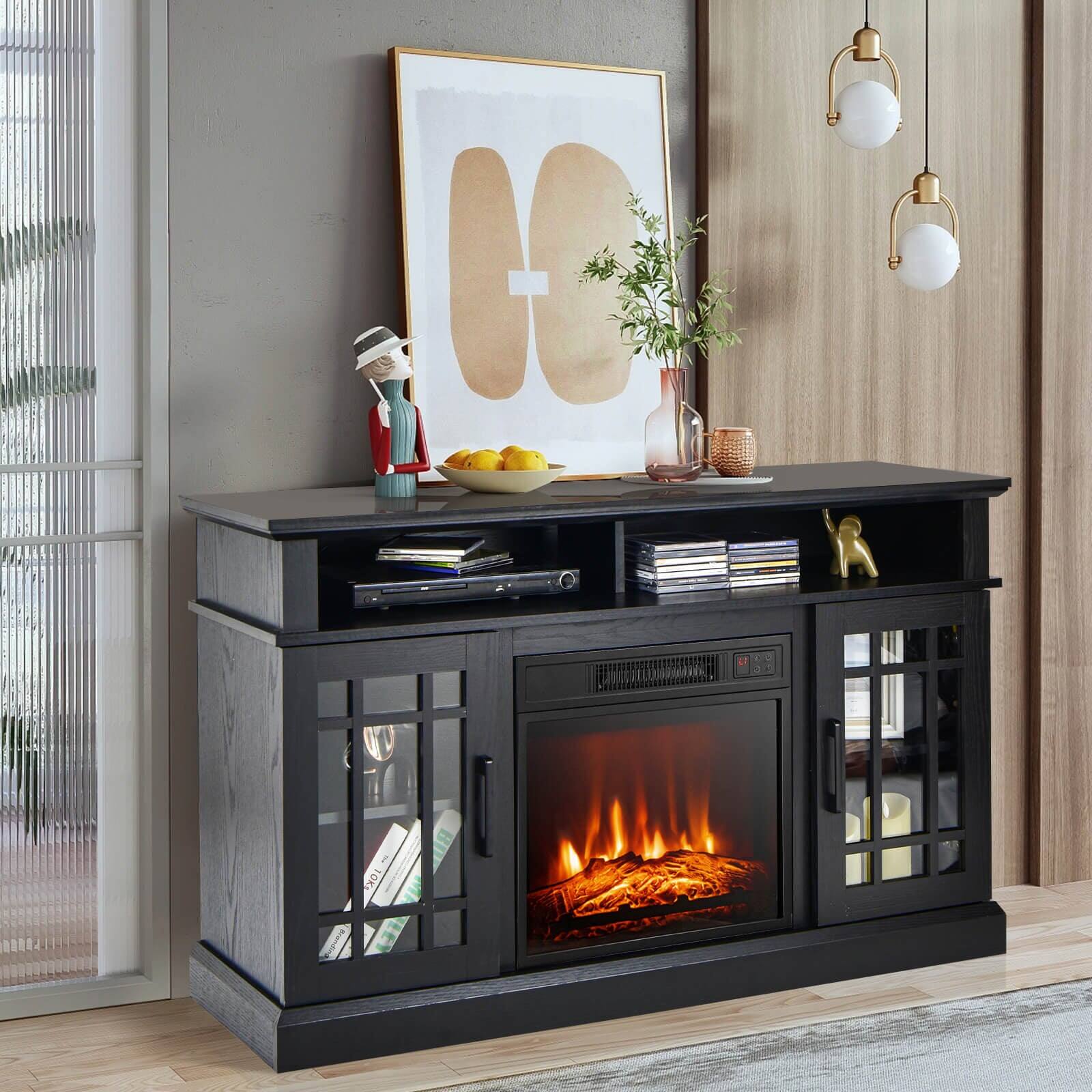 Alt View 1. Boyel Living - 48 in. Freestanding Electric Fireplace TV Stand with 18 in. Fireplace Insert Fits TVs up to 55 in. Black - Black.
