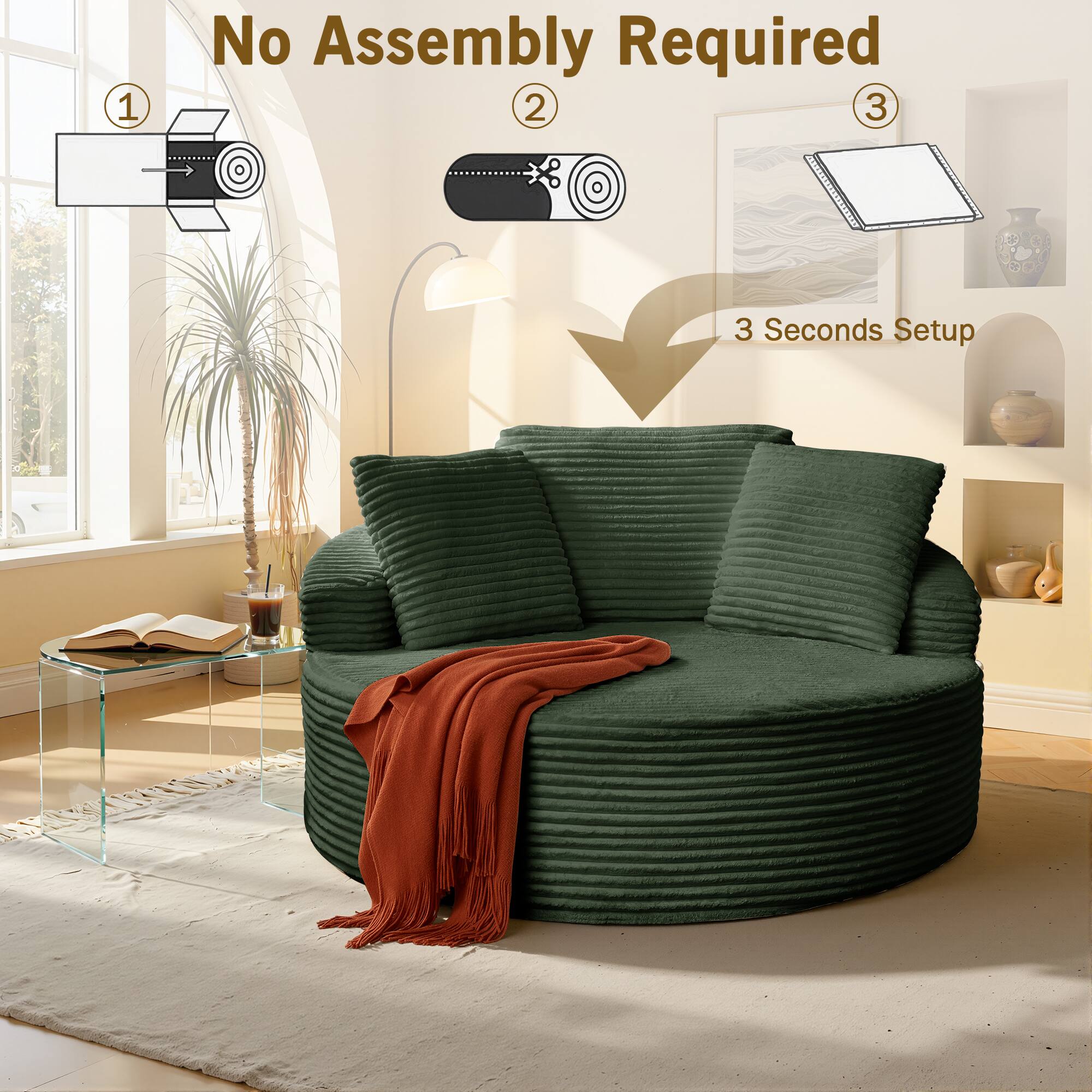 1. No Assembly Required  
2. 3 Seconds Setup