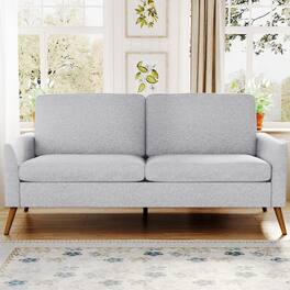 Dyonery - 68" Loveseat Sofa, Comfy Linen Couches for Living Room, Mid Century Modern Love Seat Sofa - Gray