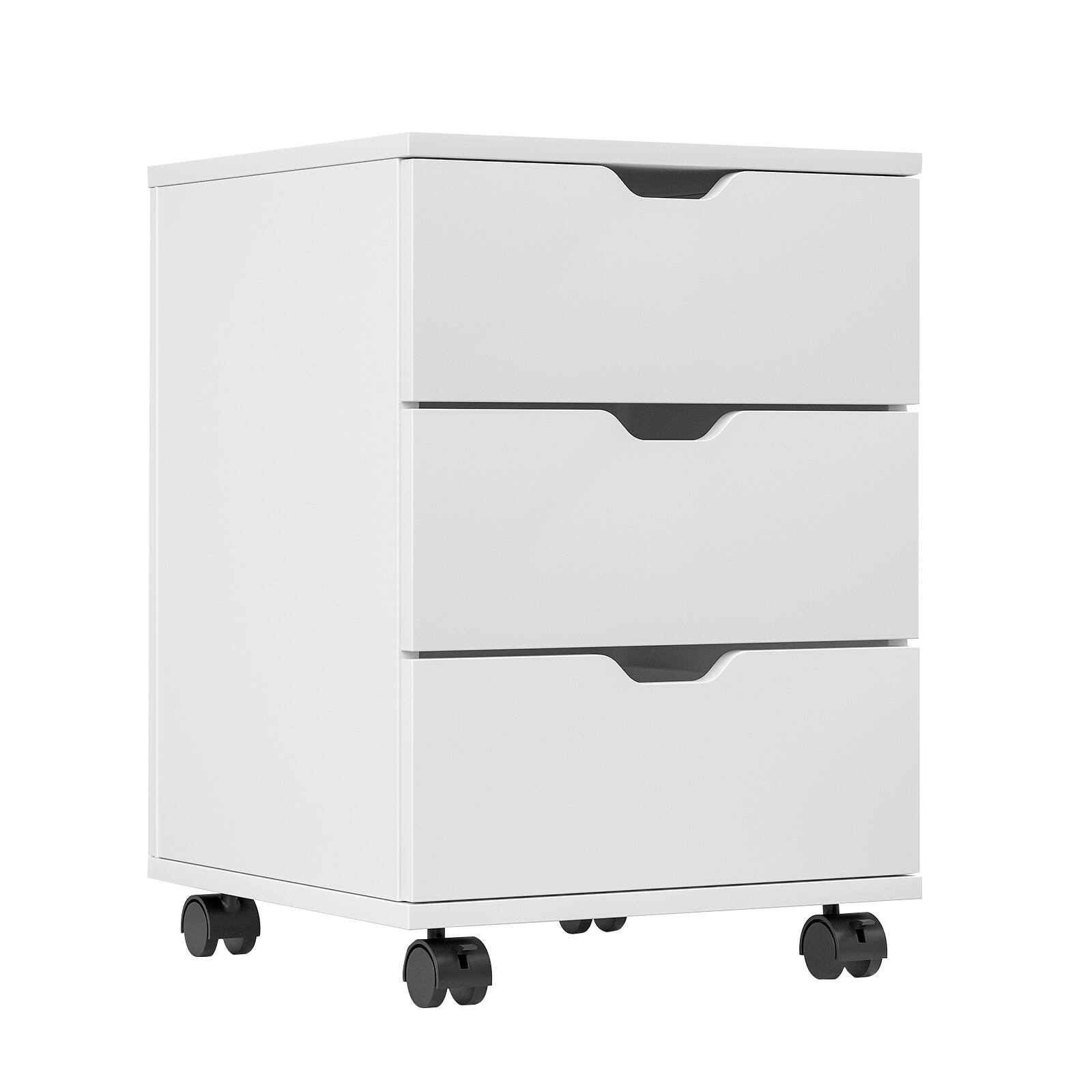 Front. Dexmalle - Dexmalle-3-Drawer Vertical Filing Cabinet with Wheels-White.