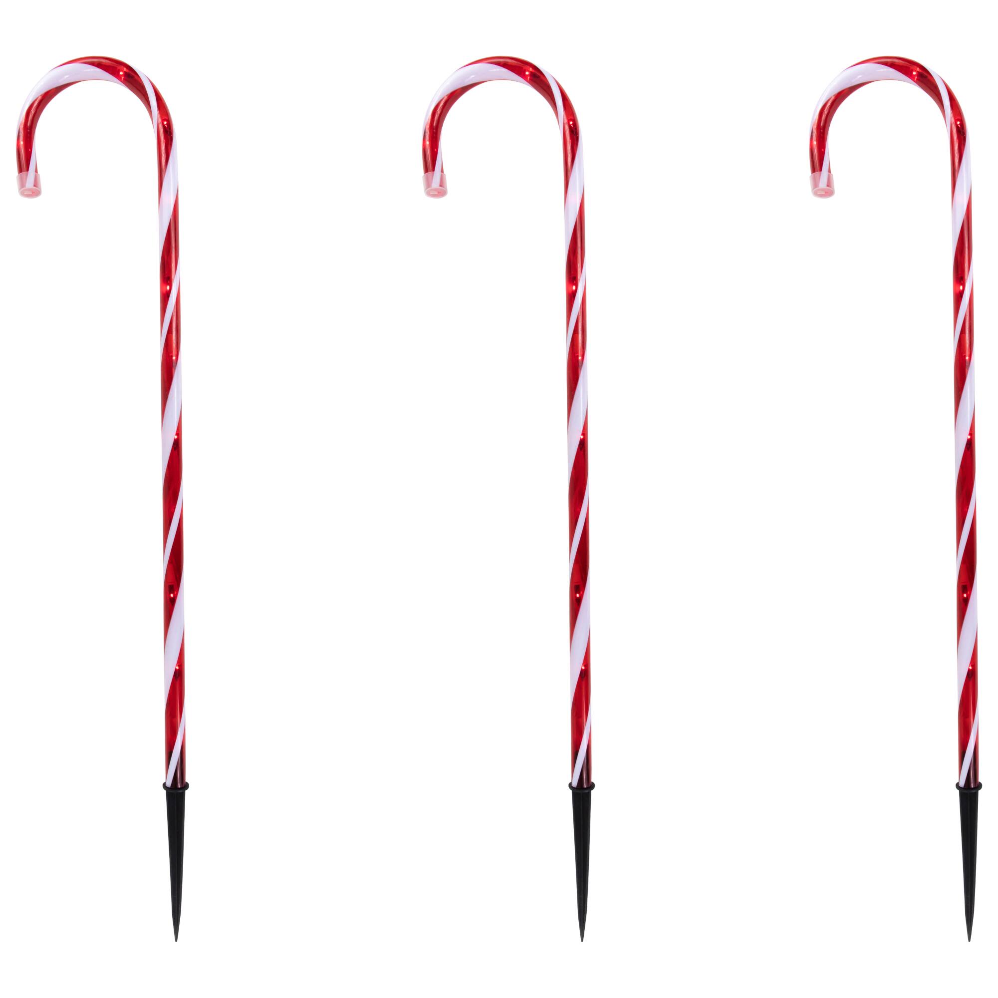 Alt View 3. Northlight - Lighted Twinkle Candy Cane Christmas Outdoor Pathway Markers - 26" - Set of 3 - Red.