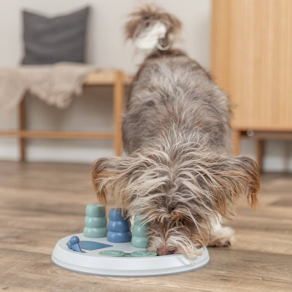Angle. TRIXIE - Dog Activity Flip Board XXL Strategy Game, Level 2 Dog Puzzle Toy, Dog Treat Toy - Blue.