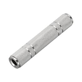 Unique Bargains - 1pc 6.35mm F to F TRS Connector Stereo Zinc Alloy Nickel Adapter for Mics/Guitars/Speakers/pcs Signal Conversion - Silver