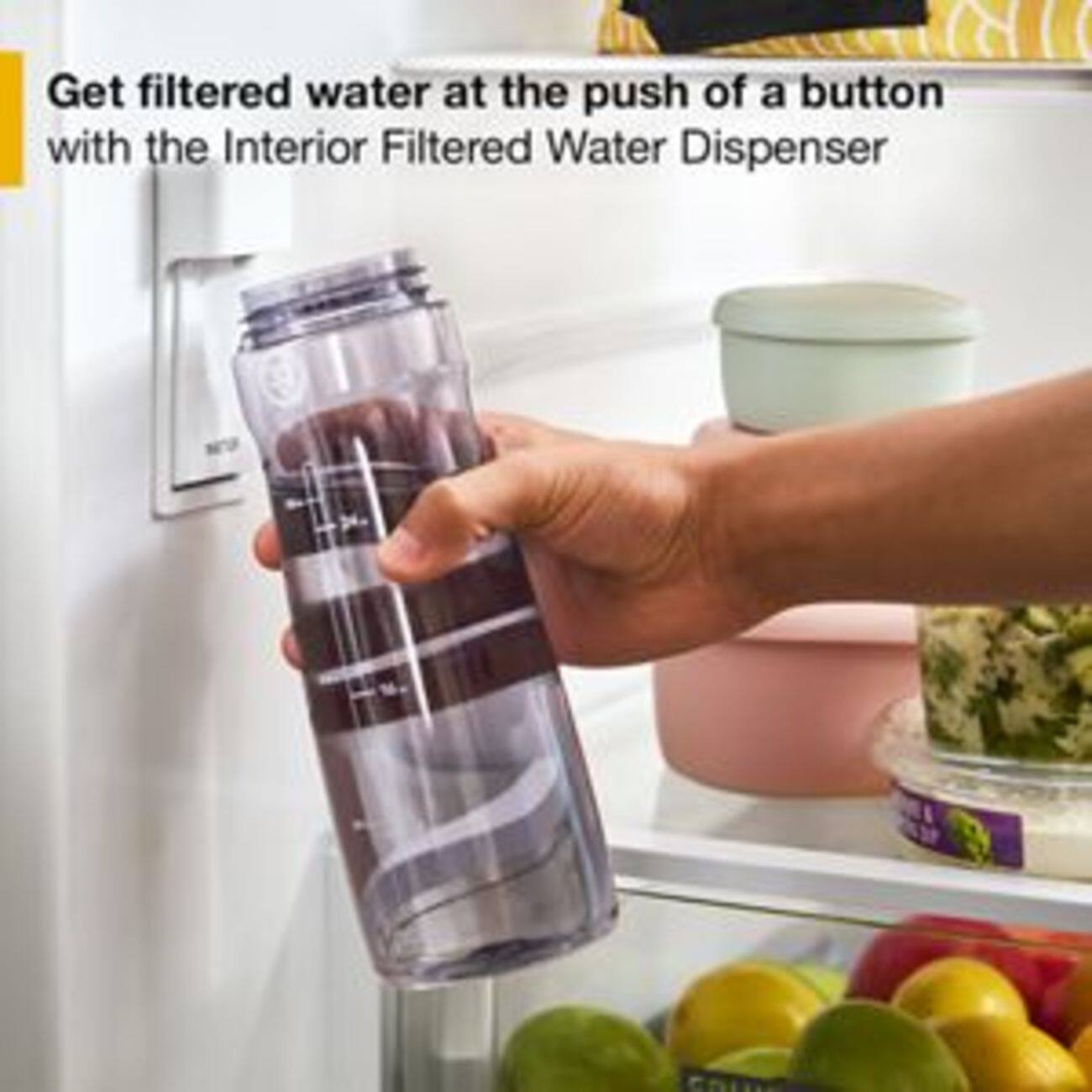Get filtered water at the push of a button with the Interior Filtered Water Dispenser