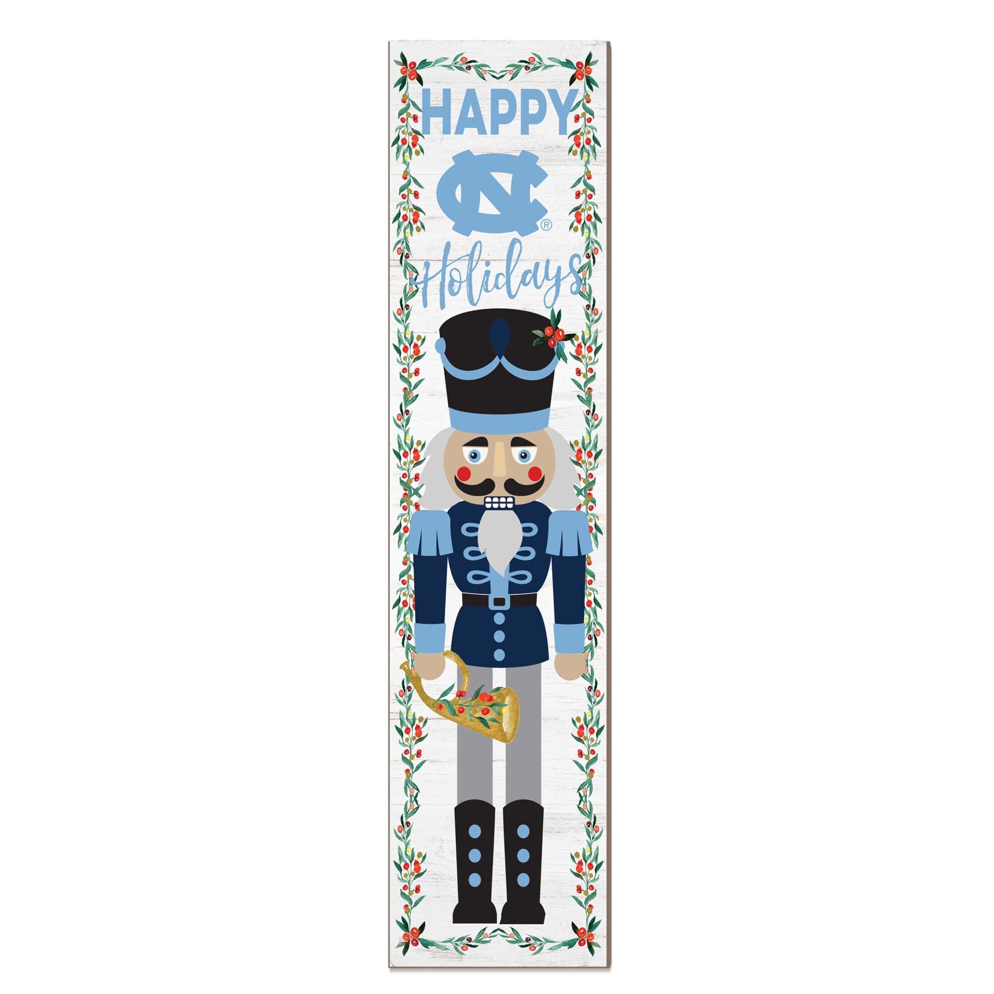 Jardine - North Carolina Tar Heels 11" x 46" Nutcracker Holiday Leaner Sign - White