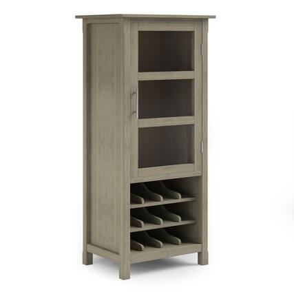 Front. TinyHomie - Avalon - High Storage Wine Rack Cabinet - Distressed Grey.