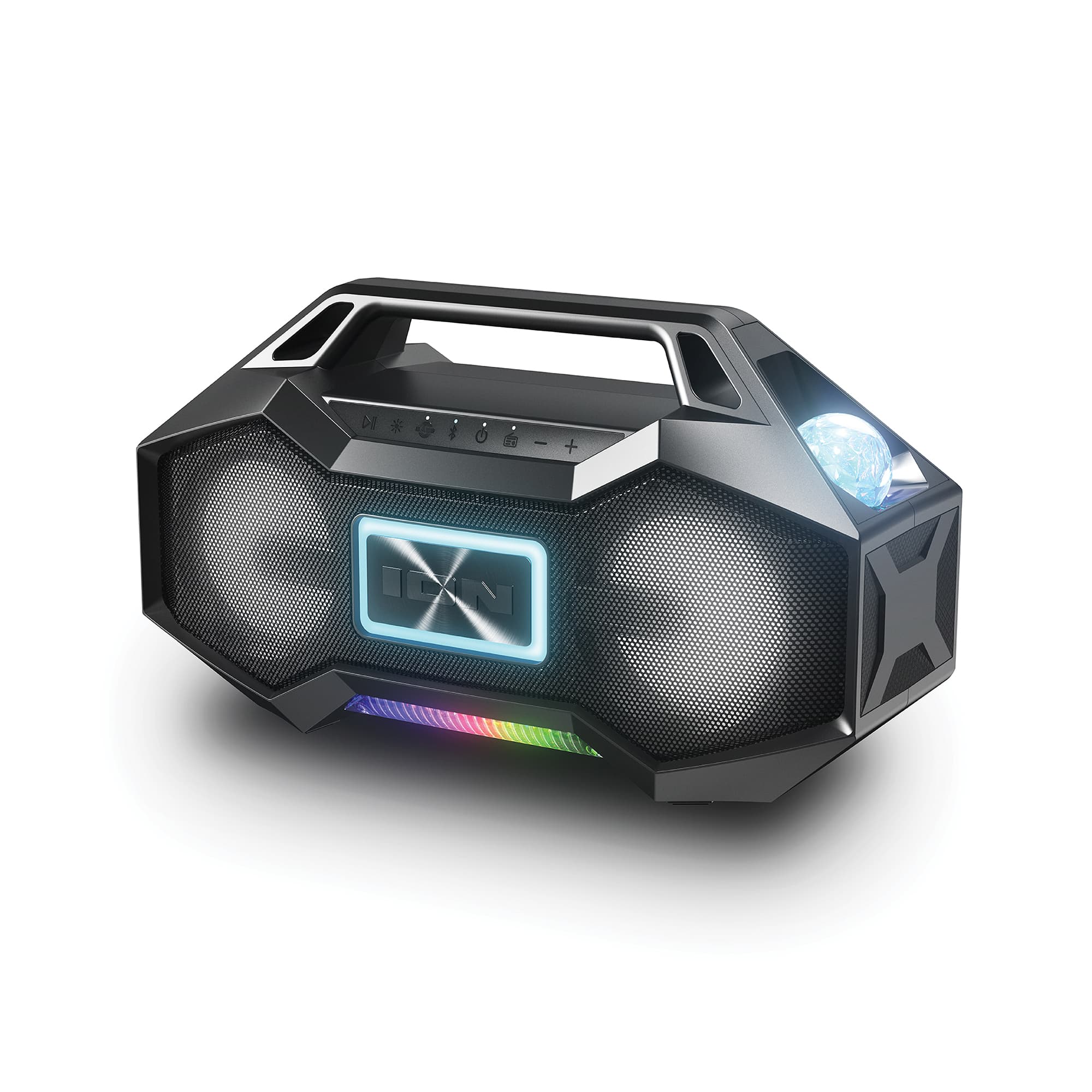 ION Audio - Party Rocker Go high-Power Boombox with Party Starter Lights - Black - Front_Zoom