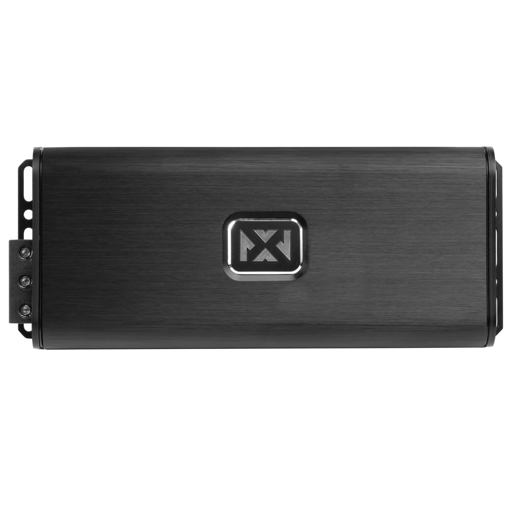 Left. NVX - VADM5 v2 Compact 5-Channel 750W RMS V-Series Micro Full-Range Class D Car/Marine/Powersports Amp with Remote Bass Knob.