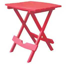 Adams - Quik-Fold Cherry Rectangular Resin Folding Side Table - Red