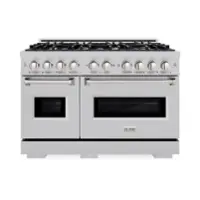 ZLINE - 48" Classic Double Oven Gas Range w/ 8 Burners in DuraSnow Stainless Steel (CGRS-48) - Stainless Steel - Front_Zoom