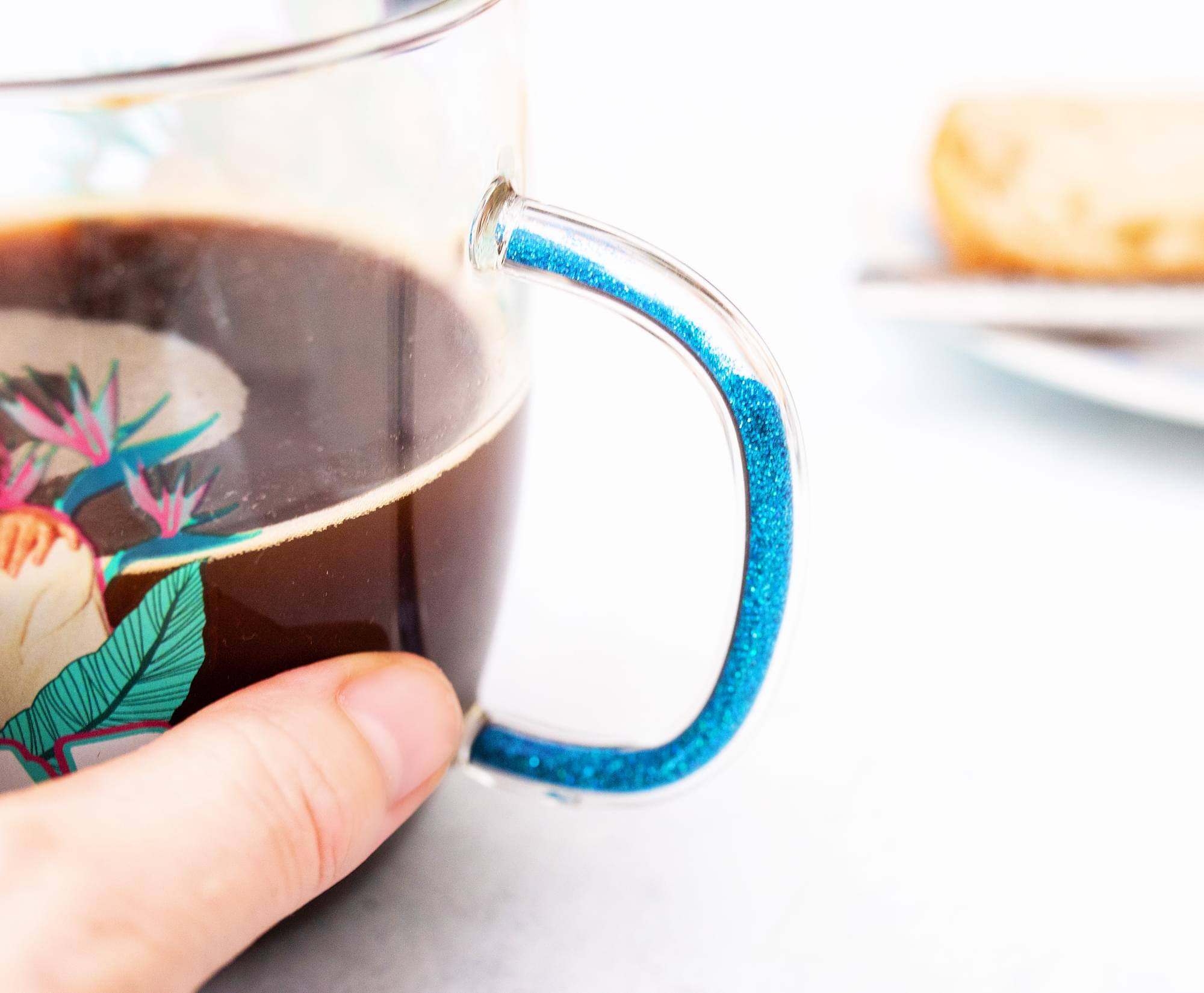 Alt View 2. Silver Buffalo - The Golden Girls "Squad" Glitter Handle Glass Mug | Holds 14 Ounces - Blue.