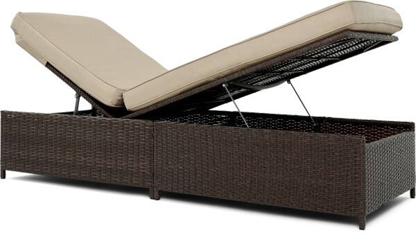 Alt View 1. Serta - Serta Laguna Outdoor Storage Chaise Lounge, Brown Wicker with Beige Cushions - Beige.